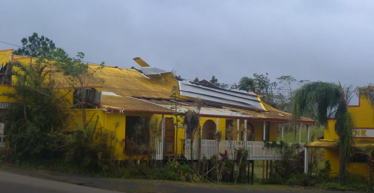 an image of a building in Millaa Millaa Far North Queensland that was destroyed by Tropical Cyclone Larry in 2006