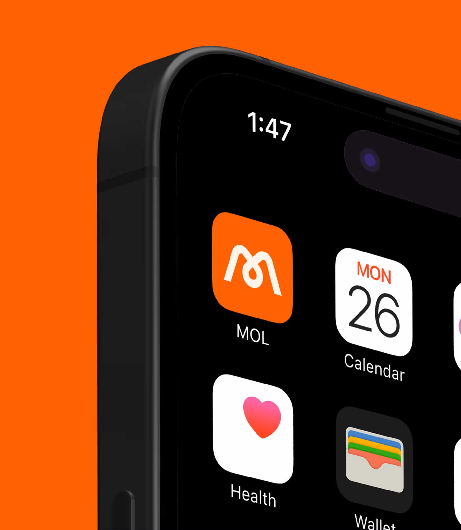 MOL app icon on a smartphone mockup