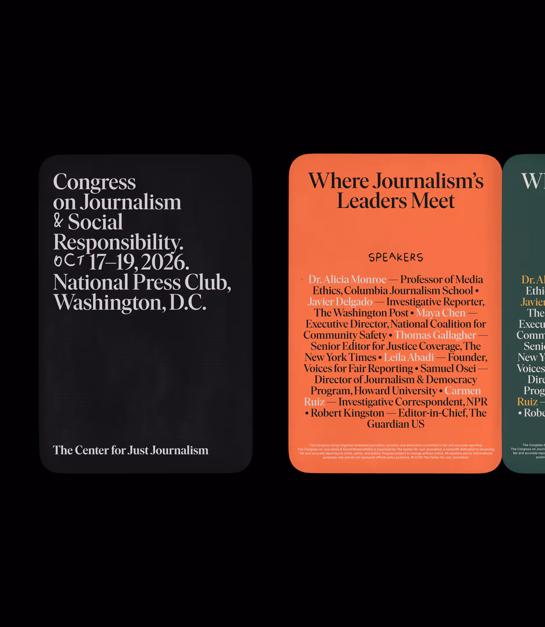 Design assets for The Center For Just Journalism