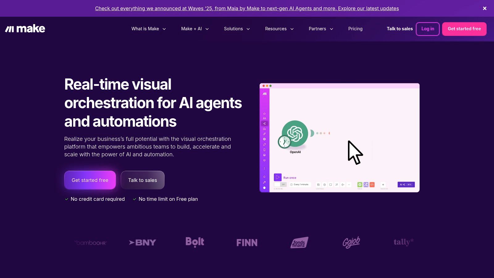 Make's visual scenario builder showing a complex workflow with multiple branches