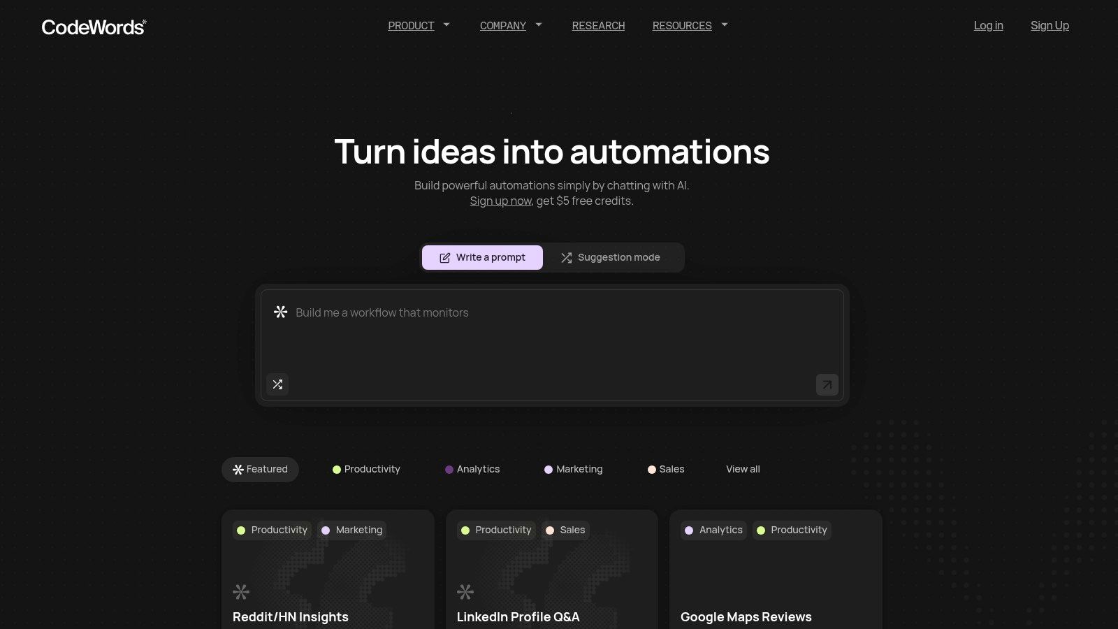 CodeWords AI automation assistant interface