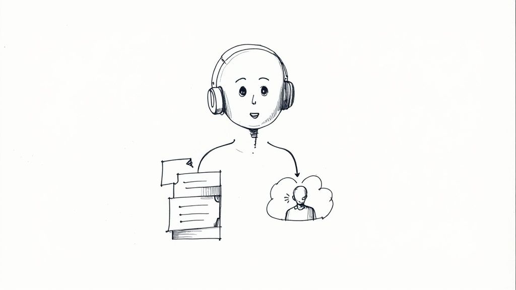 Customer Service and Support Ticket Automation shown with abstract icons representing tickets being sorted.