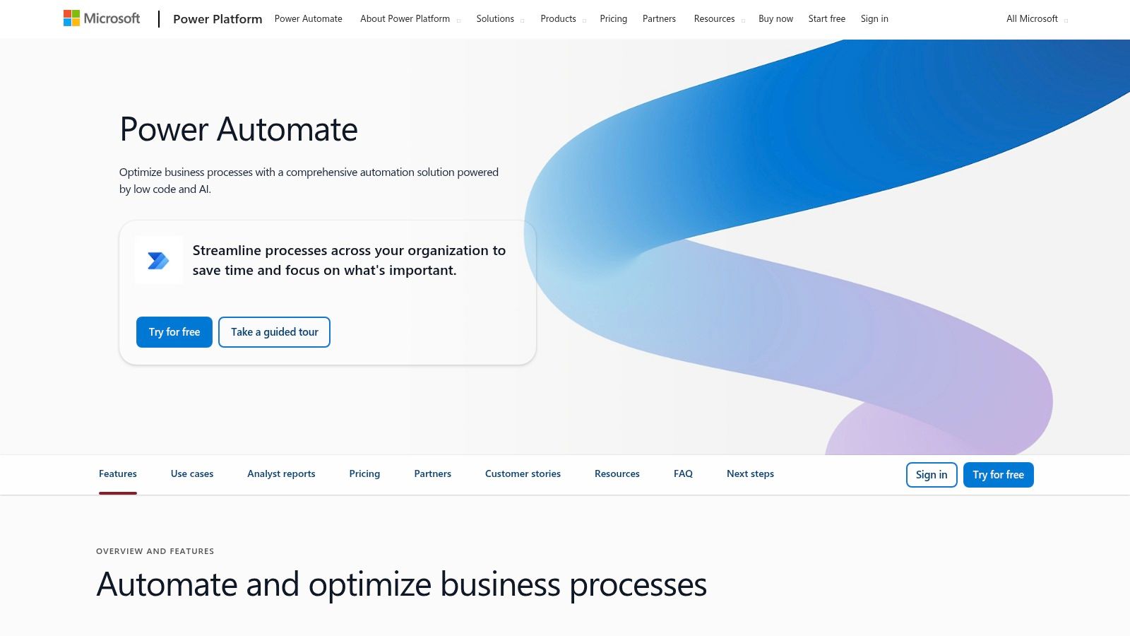 Microsoft Power Automate interface showing workflow creation with AI Builder integration