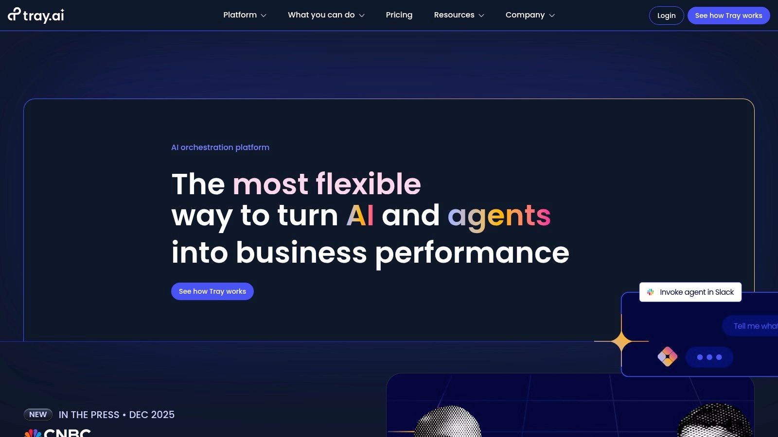 Tray.io's workflow builder interface, illustrating its enterprise-focused features as an n8n alternative.