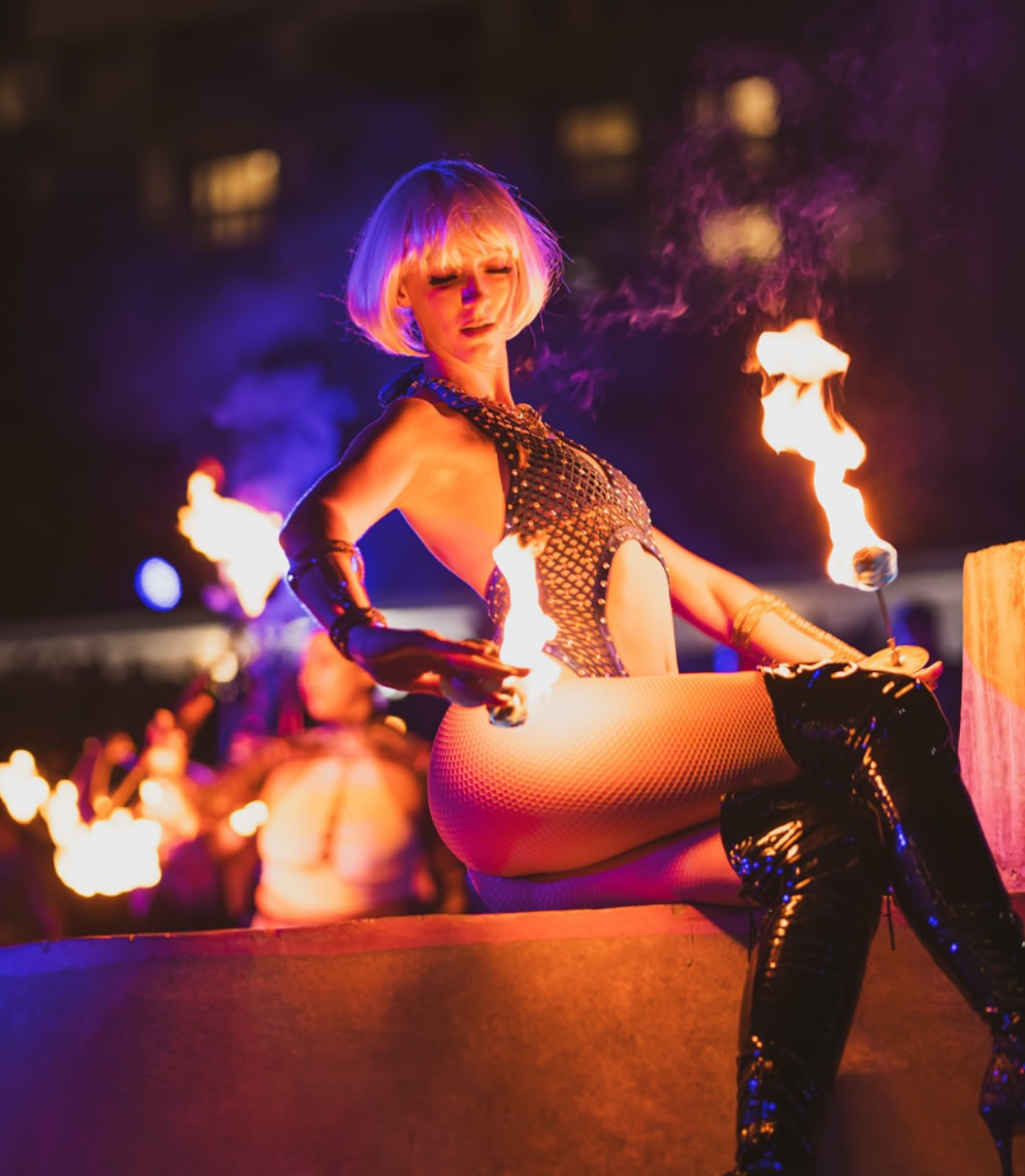 Fire dancer at festival Miami