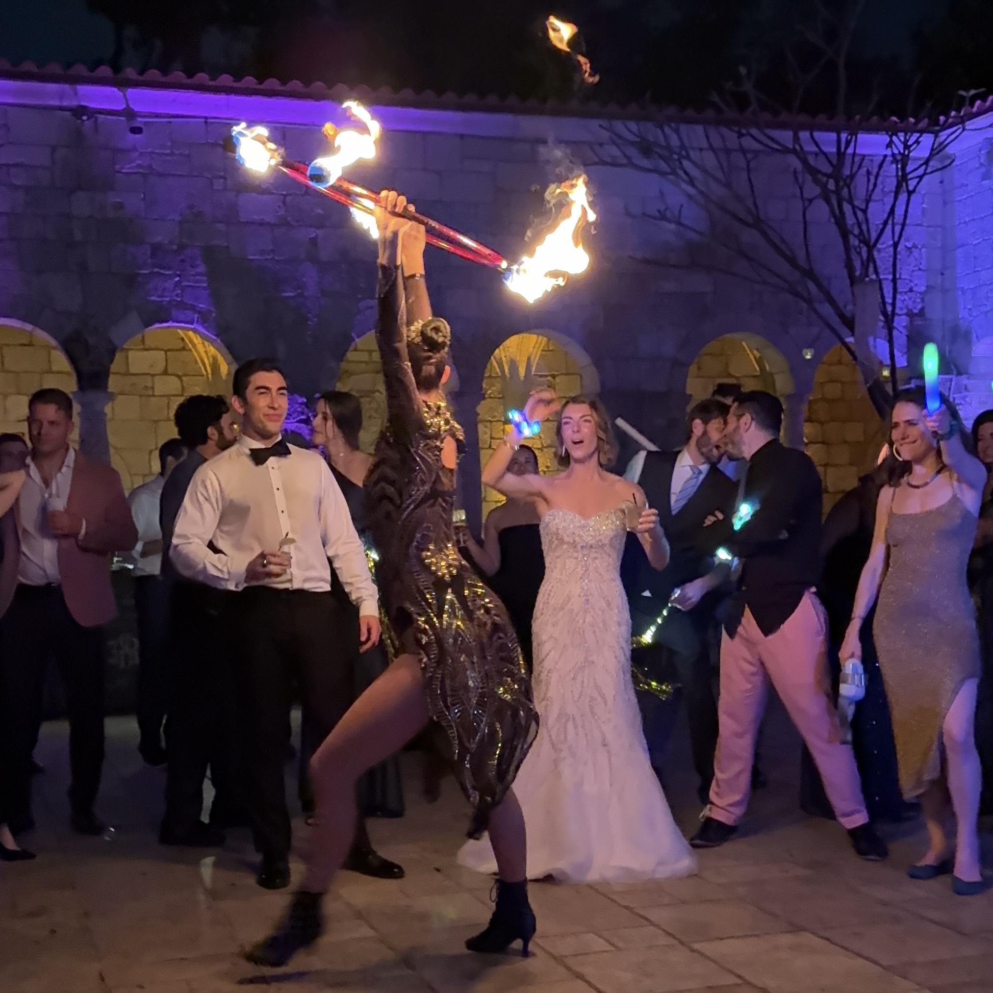 Fire dancer at wedding Miami