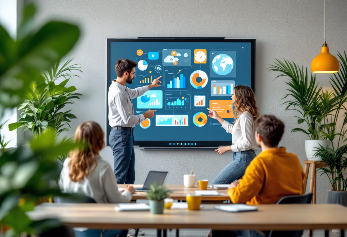 image of teacher using a smartboard (for edtech)