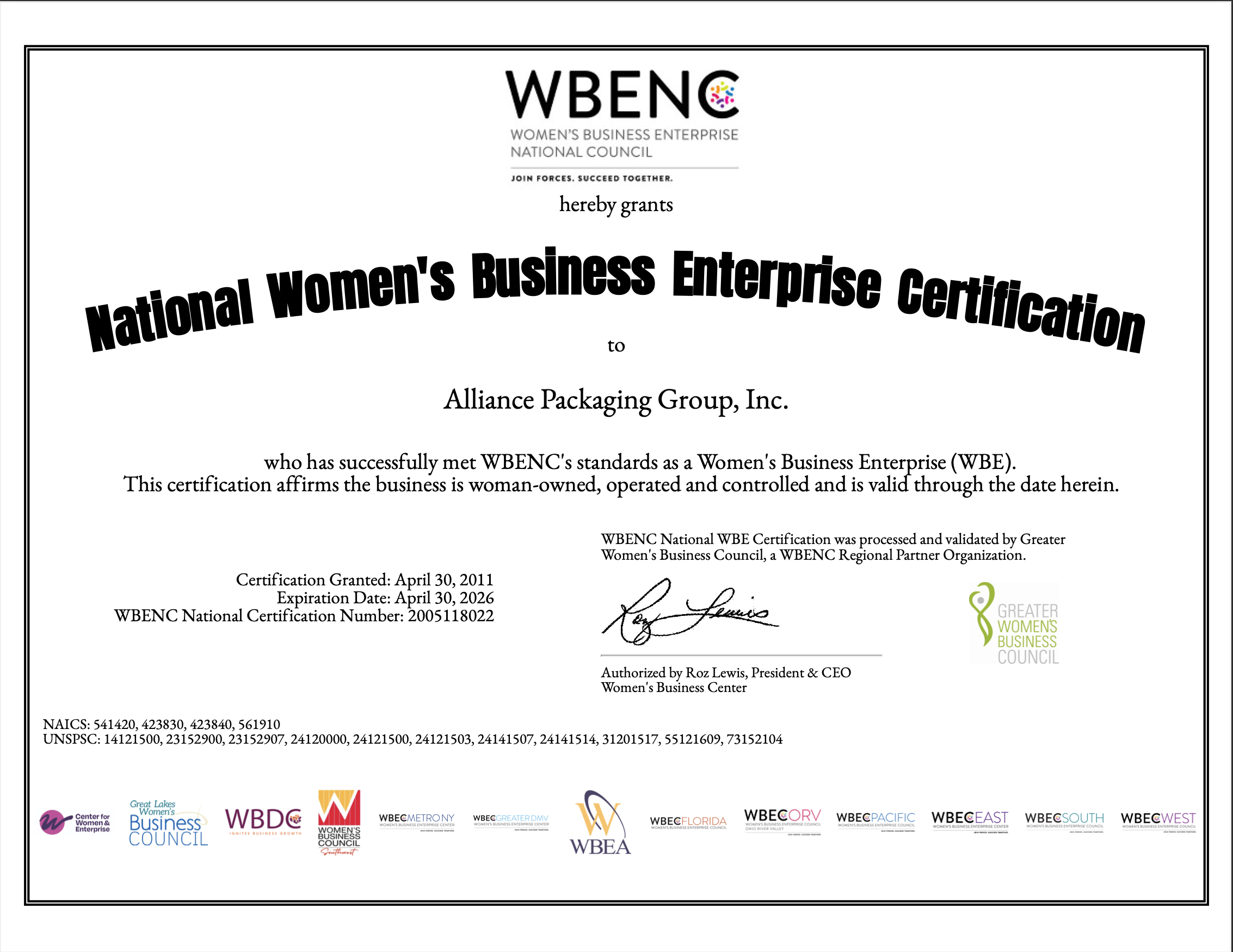 WBENC-certificate