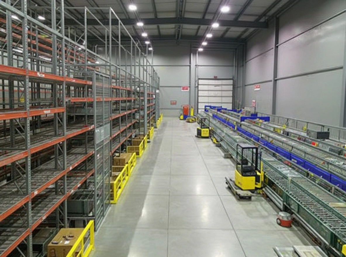 Modern warehousing facility with material handling equipment and storage solutions#1.3