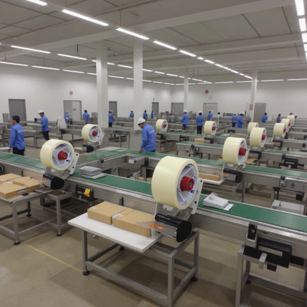 Manufacturing facility with packaging lines using industrial sealing tape for production#1.0