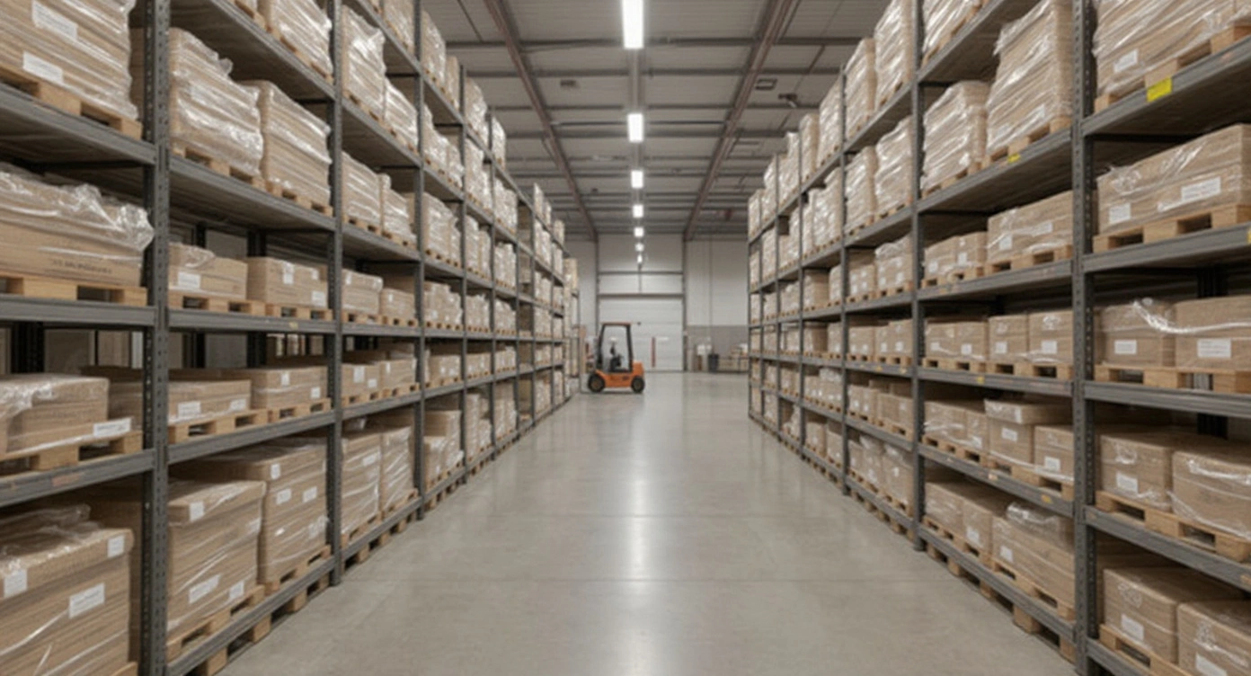 Distribution center with packages wrapped in protective films for shipping and transit#16:9