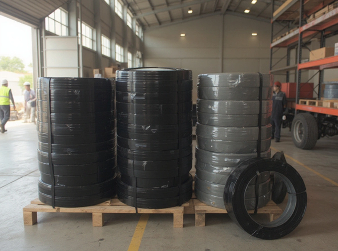 Shipping and logistics operations utilizing outdoor-rated plastic strapping for secure transport#1.2