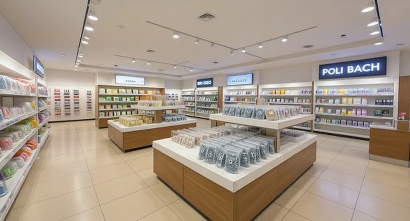 Retail store using clear poly bags for product display and packaging#1.9