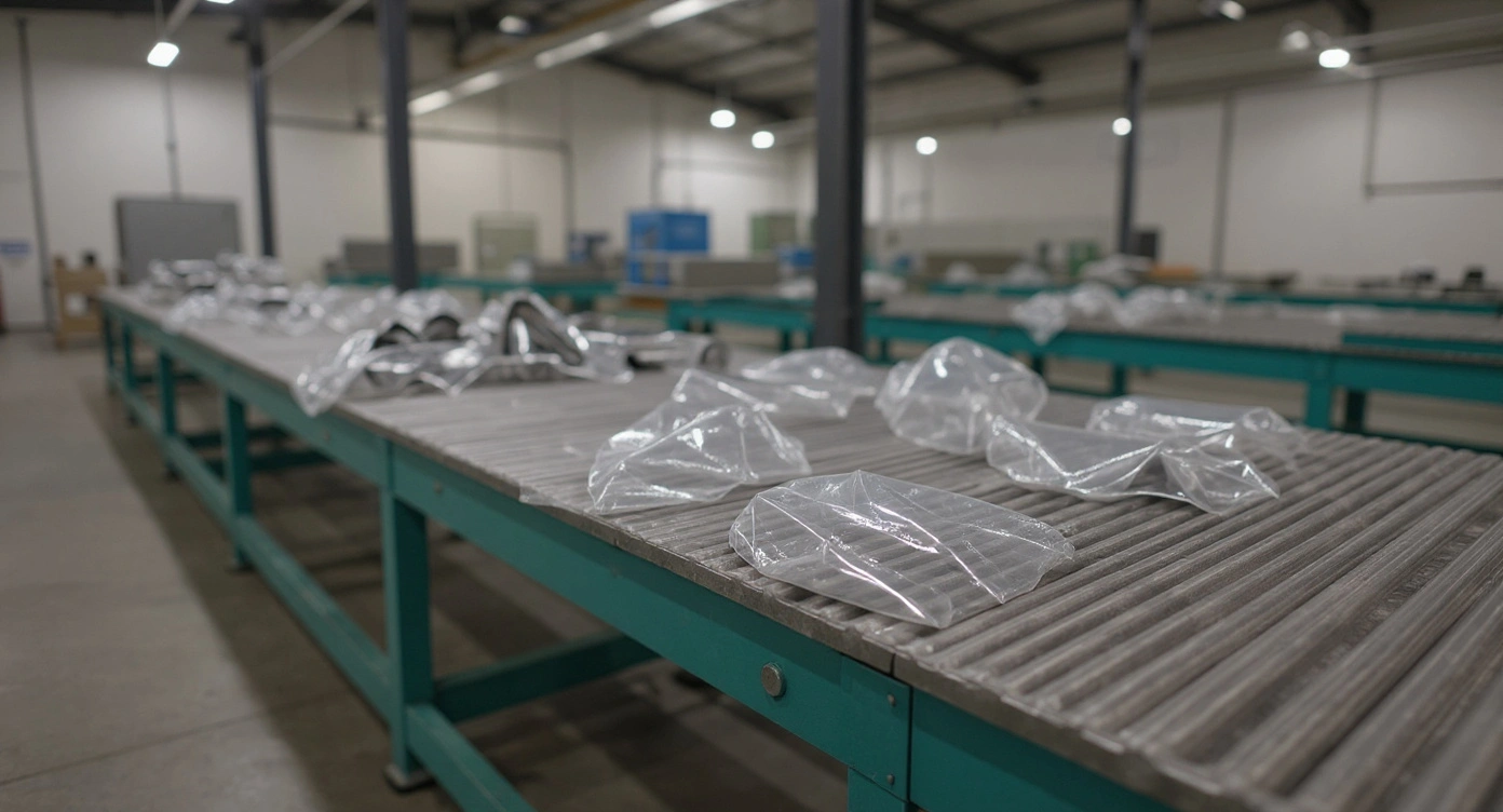 Manufacturing packaging with shrink film for irregular shaped items and industrial products#1.9