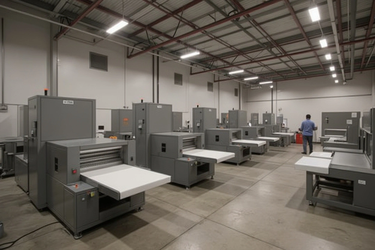 Manufacturing facility with shrink wrapping equipment for industrial packaging applications#1.5