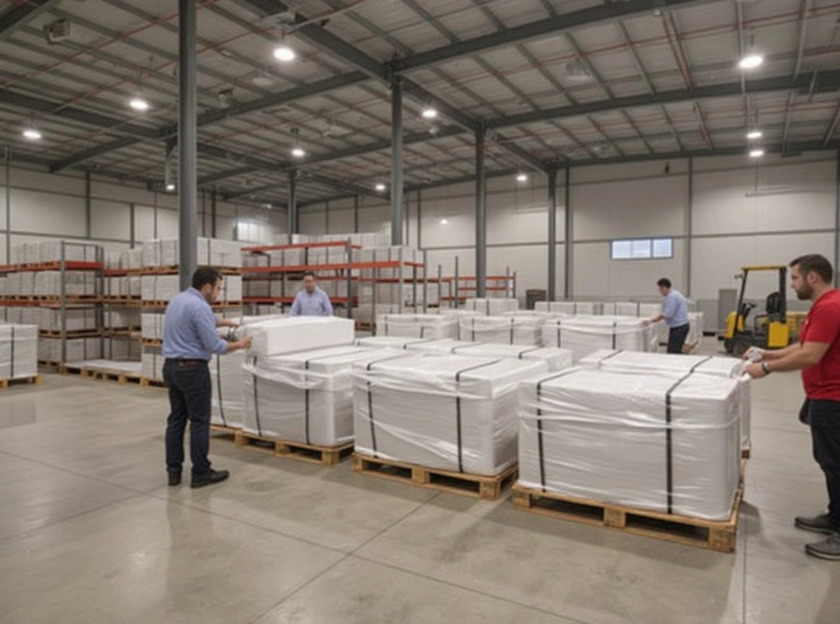 Warehousing operations applying stretch film for pallet stabilization and product organization#1.2