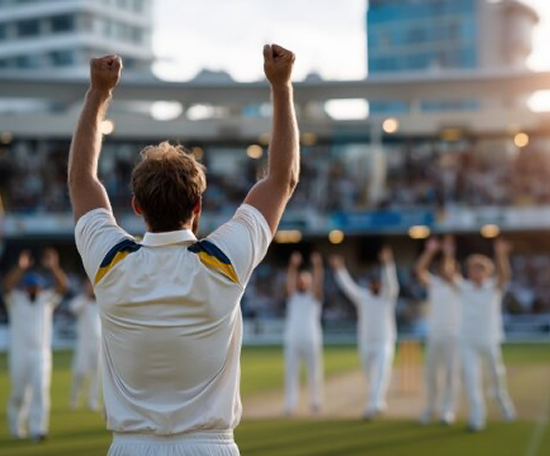 A player that is celebrating at velocity cricket Mississauga.