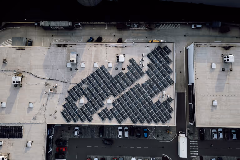 Solar panel array on roof by Enstra