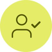 Symbol einer Person mit einem Häkchen, das eine bestätigte oder verifizierte Identität darstellt.