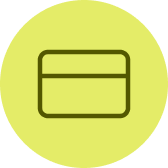 Grünes Symbol einer Kreditkarte in einem hellgrünen Kreis.