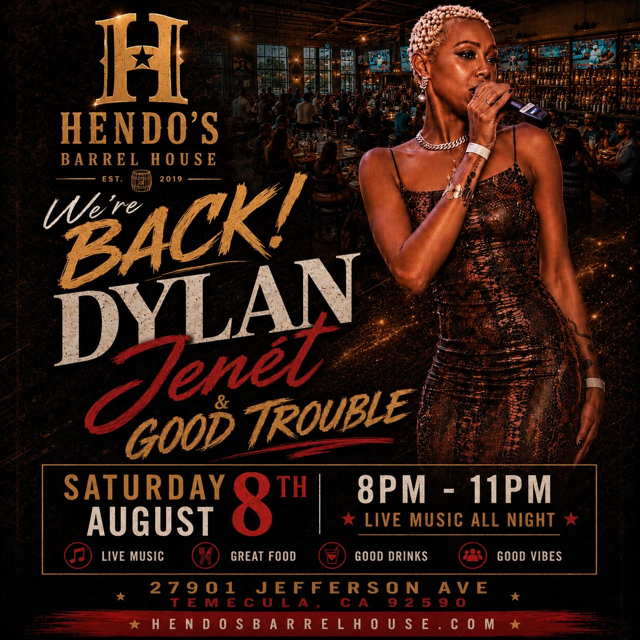 Hendo's Barrel House Live Music Every Friday At 8 PM
