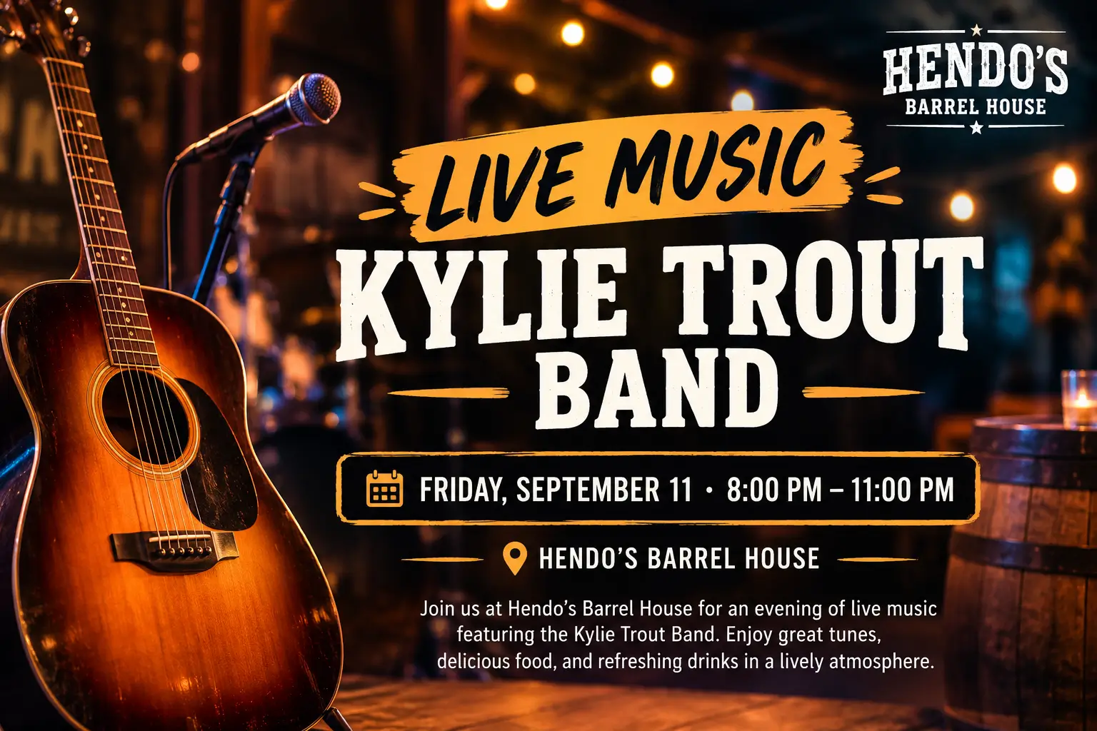 Hendo's Barrel House Live Music Every Friday At 8 PM