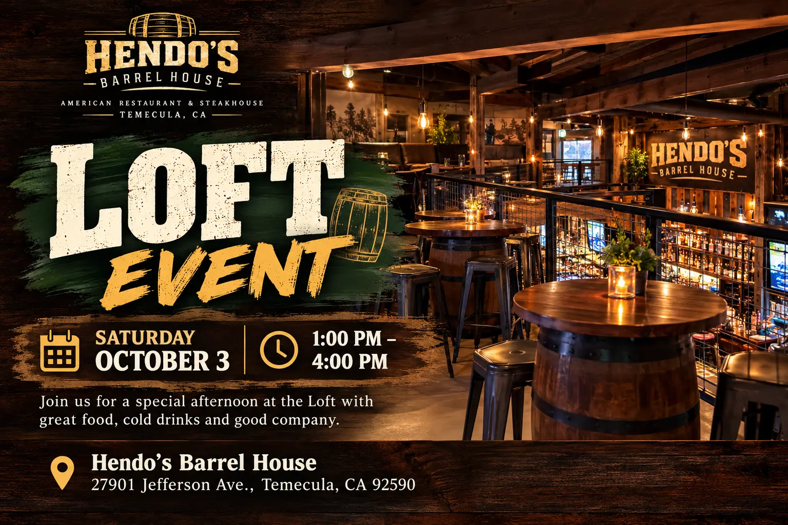 Hendo's Barrel House Live Music Every Friday At 8 PM