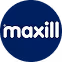 Maxill company logo with white text on a dark blue circular background.