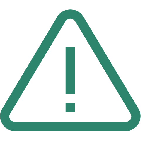 Green triangle outline with an exclamation mark inside, indicating a warning.