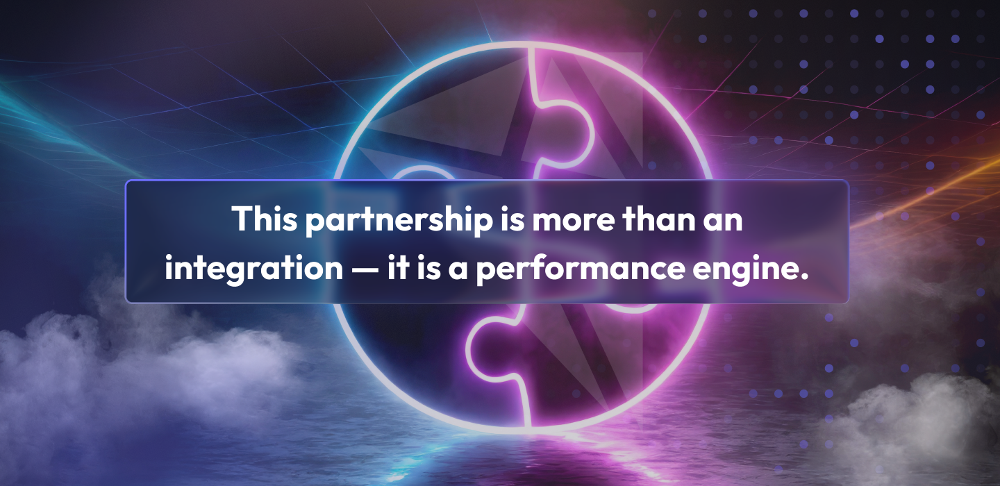 Glowing puzzle-piece graphic with the text ‘This partnership is more than an integration — it is a performance engine,’ symbolizing the strength of the MoreFin × Worldline collaboration.