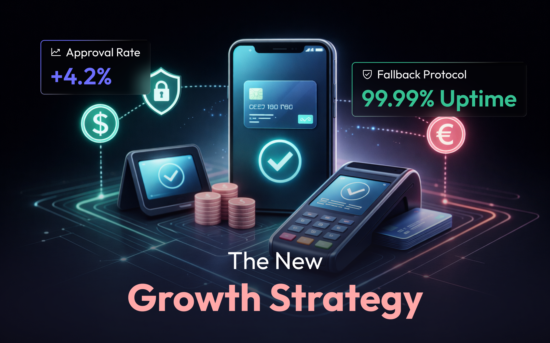 Payment terminal and mobile device with approval rate and uptime metrics