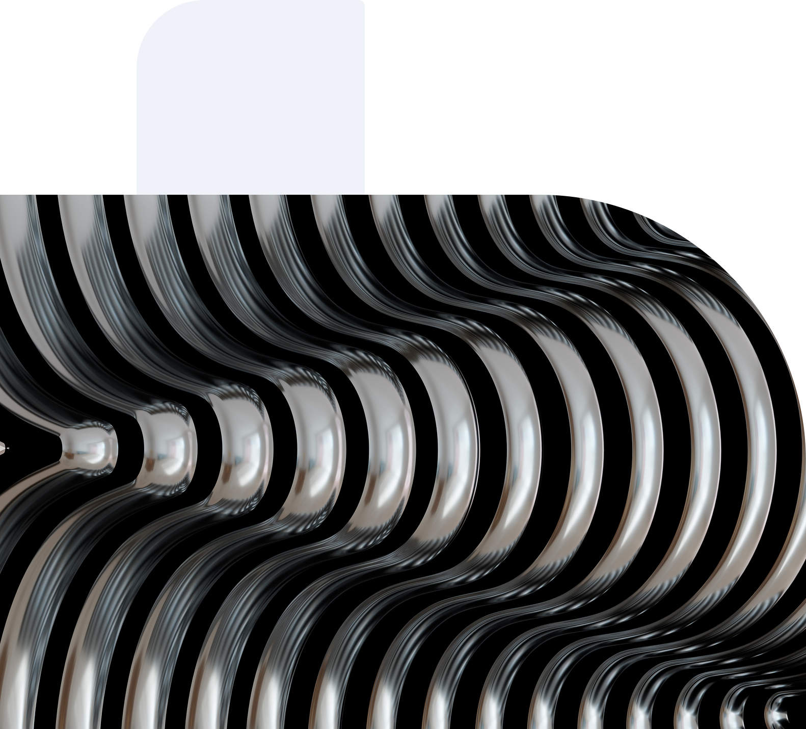 Close-up of shiny, curved metal springs arranged in a row.