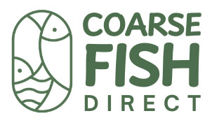 Coarse Fish Direct logo: Bold writing with fish illustration