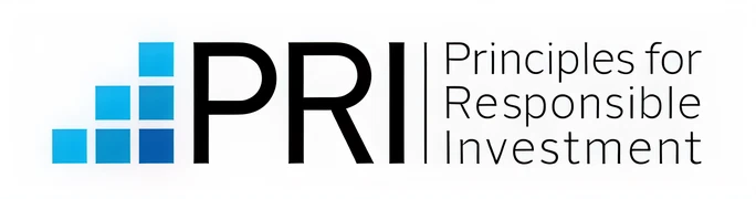 Logo with blue square pixels and text 'PRI Principles for Responsible Investment'.
