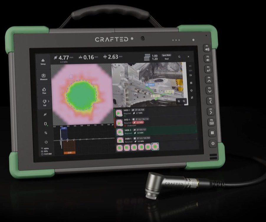 A25 rugged tablet with probe and quick-connect cable