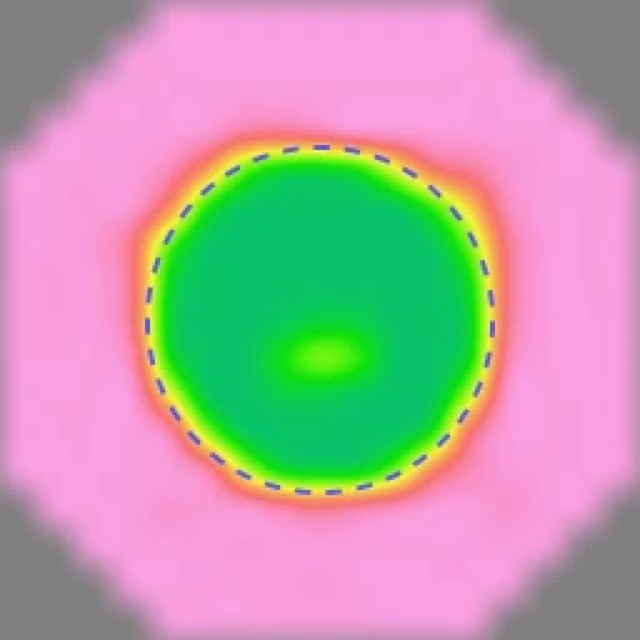 Live C-scan of a resistance spot weld — green fused nugget