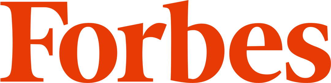 Forbes logo in white bold capital letters on an orange-red background.
