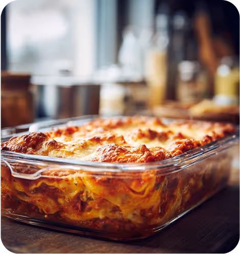 un tupperware d'une recette de batchcooking d'un plat de lasagne
