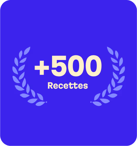 une card mettant en avant un chiffre clé "+500 recettes"