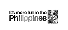 Logo with text 'It's more fun in the Philippines' and a small image of a wooden structure.