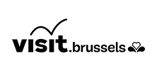 Visit.brussels logo with stylized text and a heart-shaped icon.