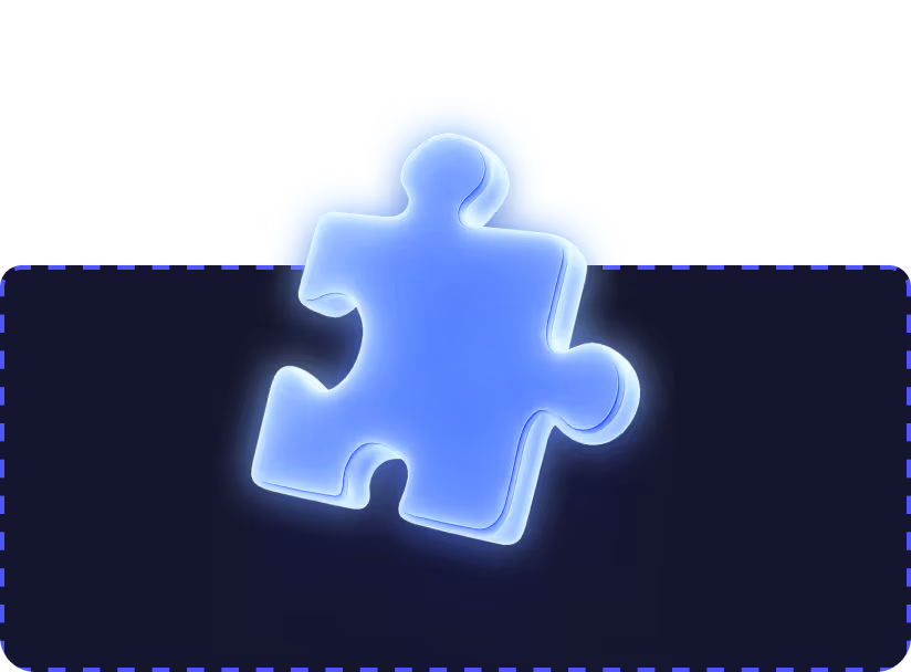Glowing blue puzzle piece with a soft light effect on a dark background.