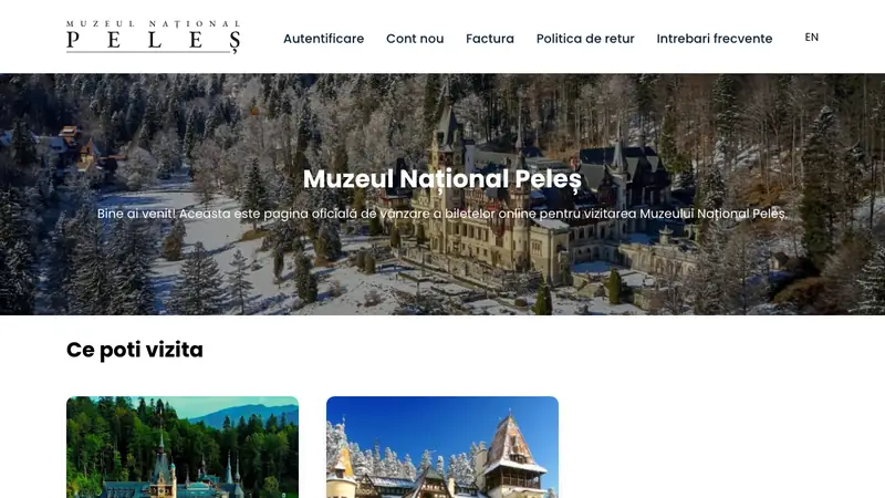 Screenshot of the Peleș National Museum ticket site