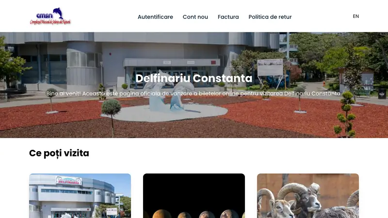 Screenshot of the Constanța Dolphinarium ticket site