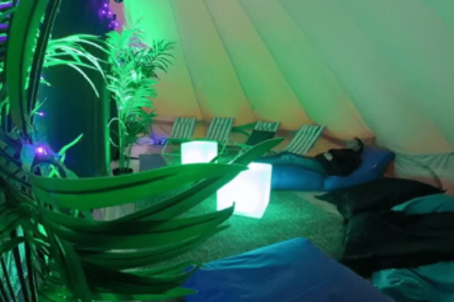 People sleeping in a tent.