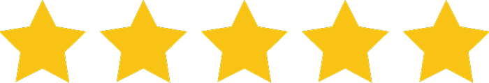 Five gold stars in a horizontal row representing a five-star rating.