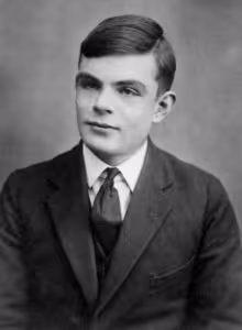 A passport photo of Alan Turing aged 16