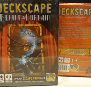 two copies of the escape room board game deckscape