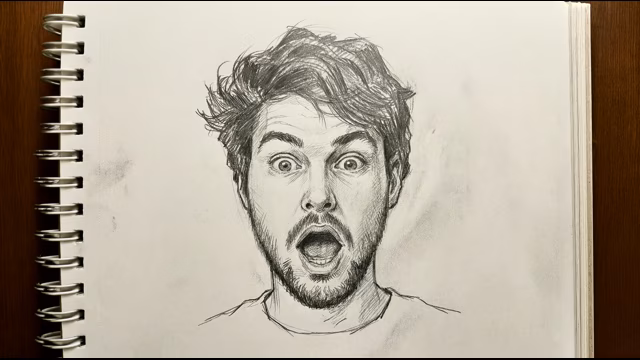 portrait d'un homme au crayon noir sur fond blanc