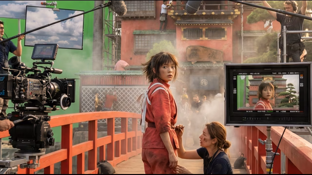 Femme de profil face à des éléments holographiques lumineux
